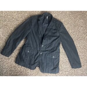 Structure Men Pinstripe Blazer‎ Jacket L/G Black Button Front Casual Sport Coat